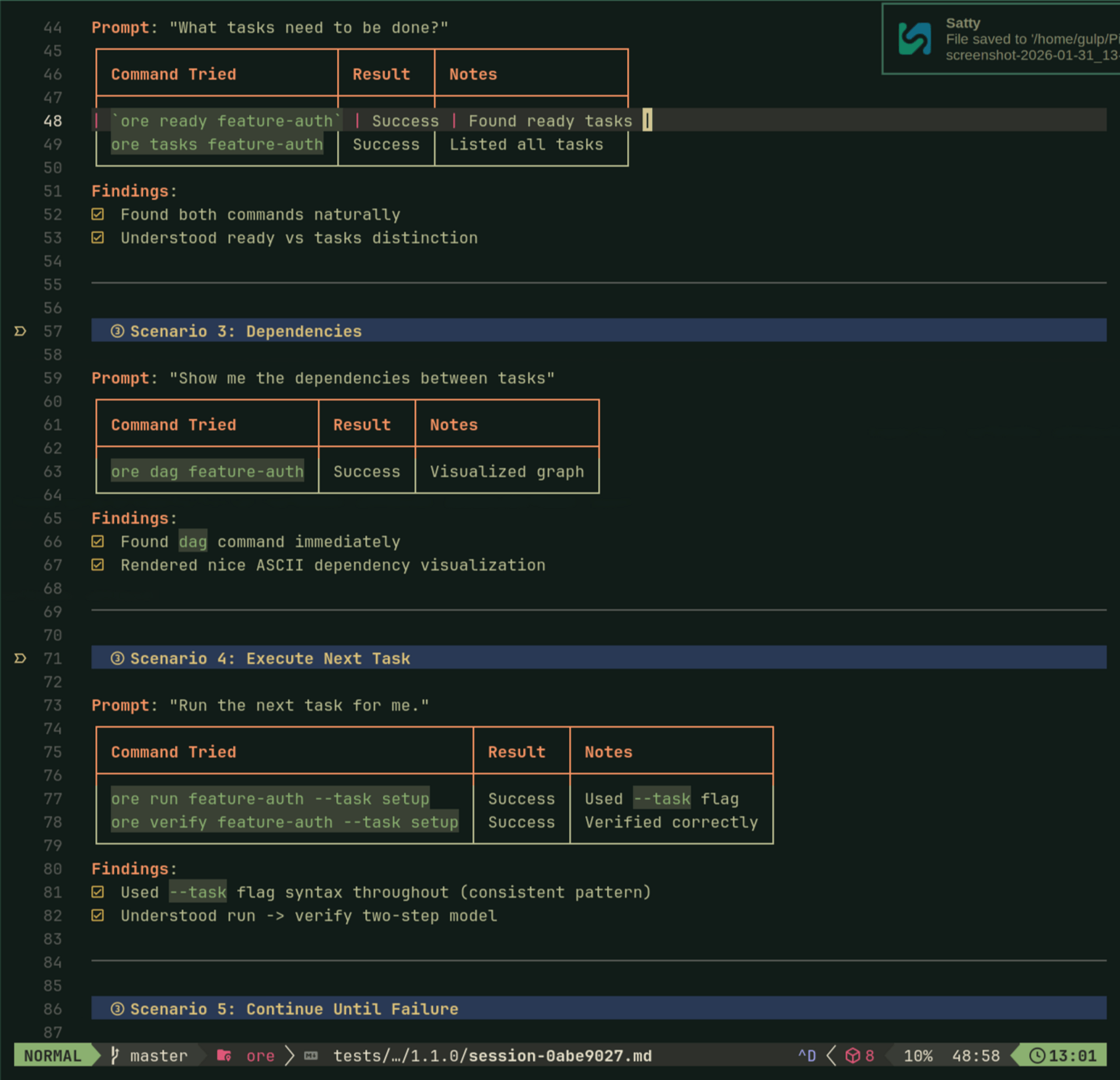 Session scenarios showing how agents naturally phrase tasks and the outcomes